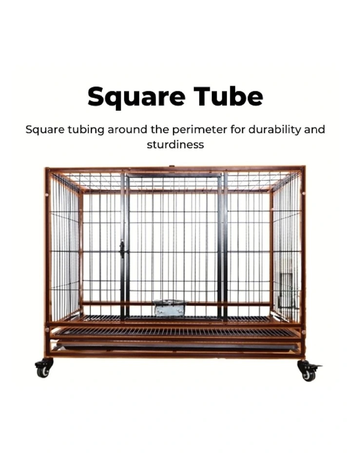 Foldable Thick Metal Dog Crate With Leak Proof Tray And Wheels 38 Inch in Black