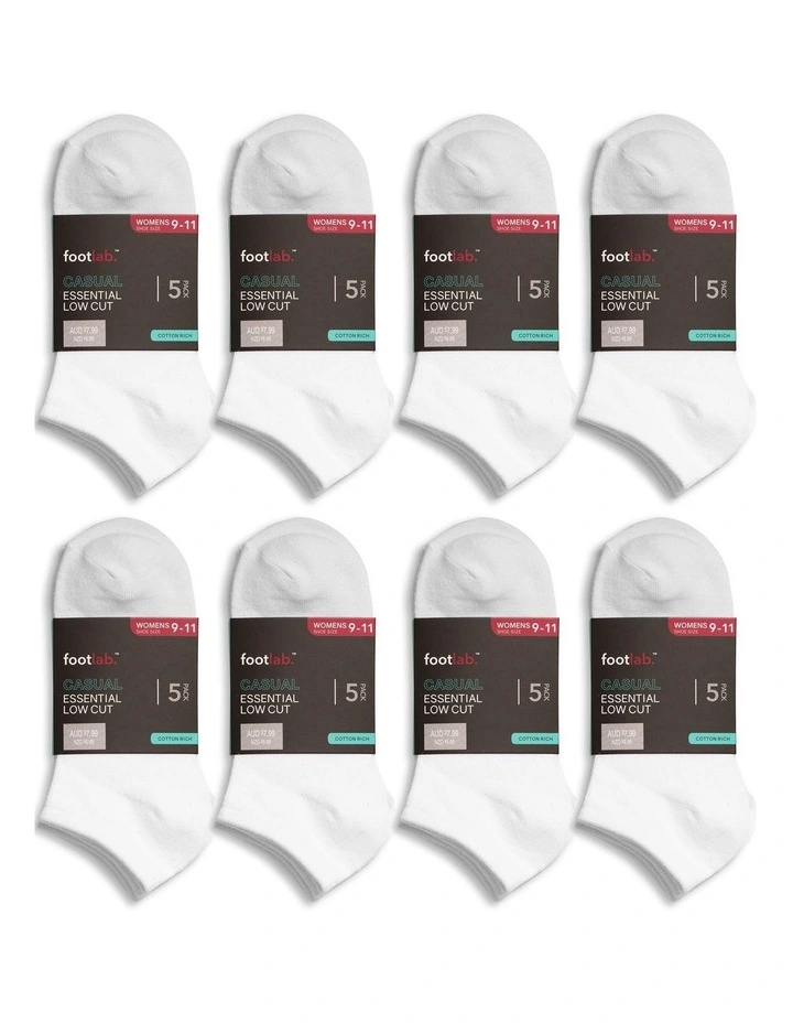 Essential Liner Socks (Size 9-11) 40 Pack in White