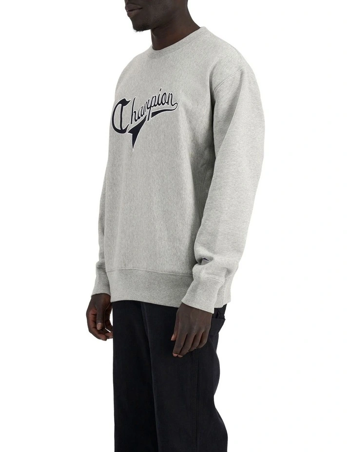 Reverse Weave Collegiate Crew in Grey