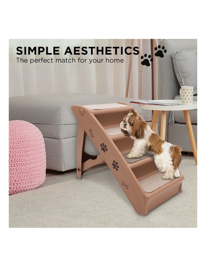 Furtastic Foldable 50cm Pet Stairs Dog Ladder Cat Ramp in Brown