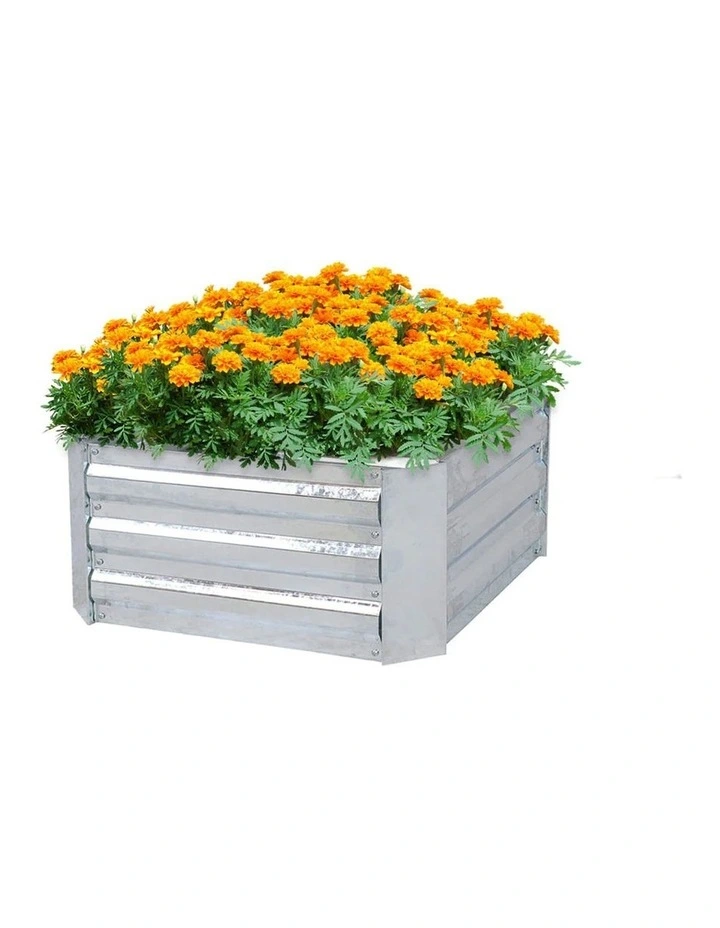 Square Galvanised Raised Garden Bed 60cm in Silver