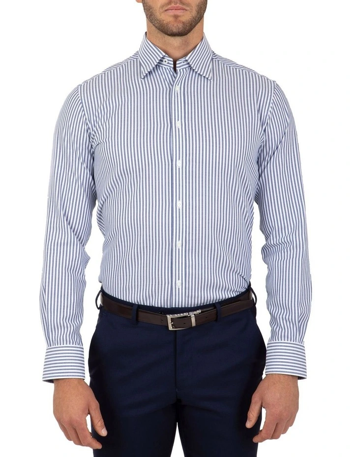 Brighton Shirt-Navy Stripe