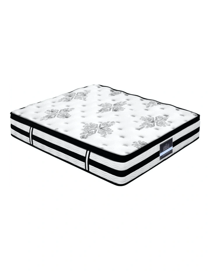 Euro Top Pocket Spring Firm Plush Foam 34CM King Mattress in Black And White