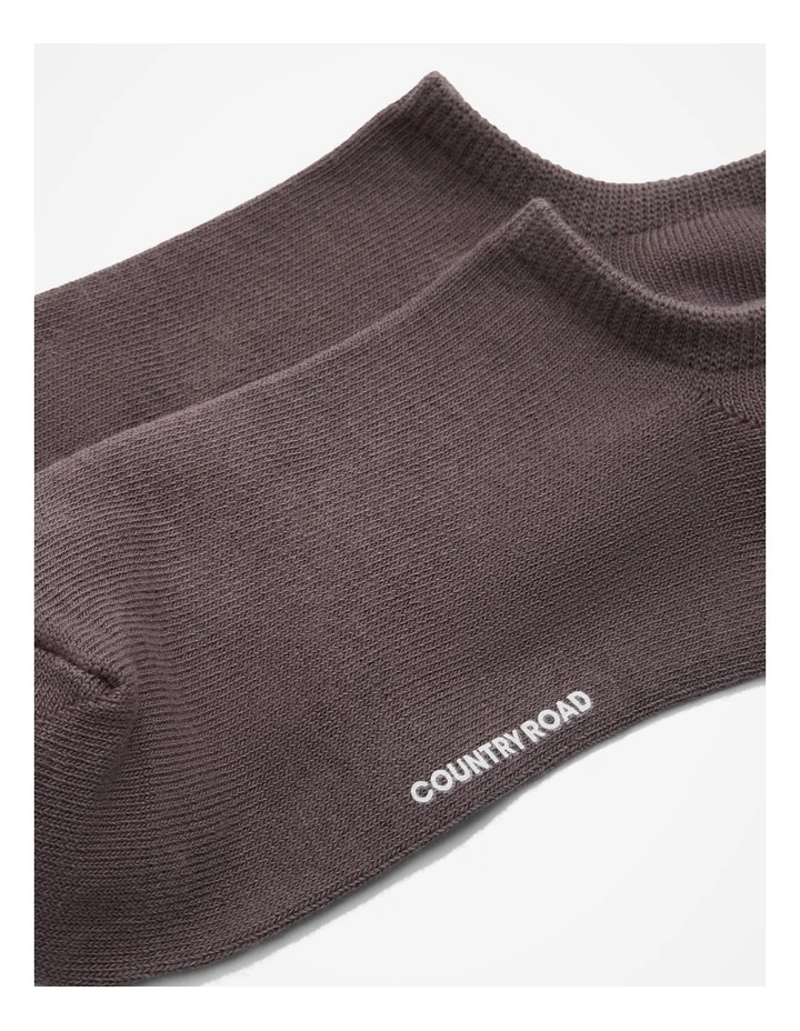 Australian Cotton Blend Sneaker Socks in Truffle