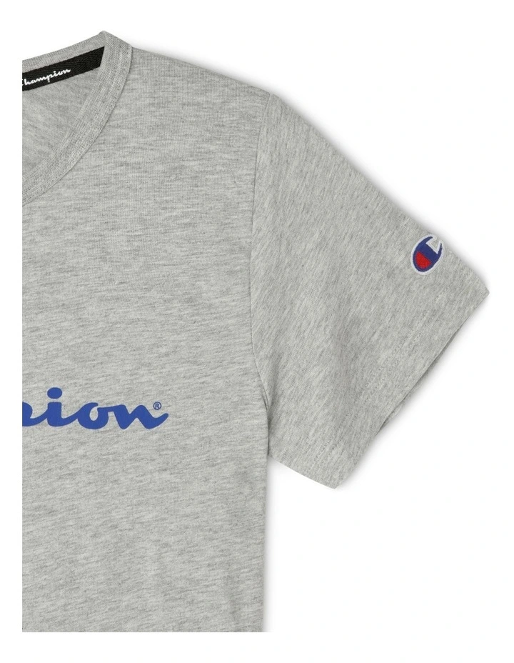 Script Short Sleeve Tee in Charcoal