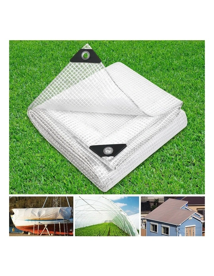 Canvas Heavy Duty Camping Cover 5x6m in Clear