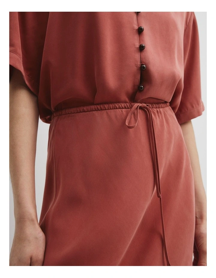 Pull On Cupro Skirt in Russet