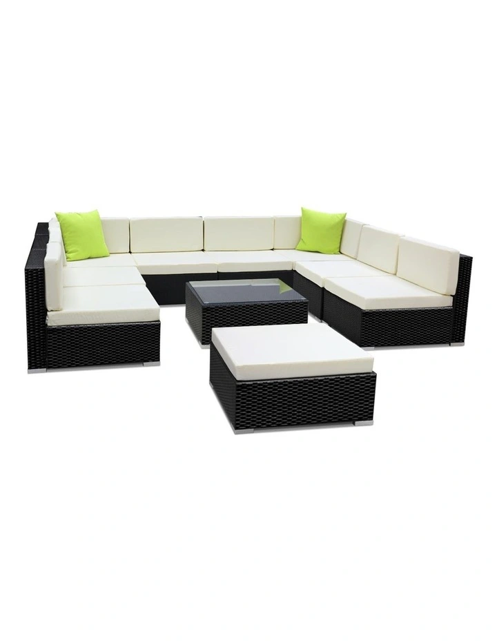 10 Piece Outdoor Furniture Set Wicker Sofa Lounge