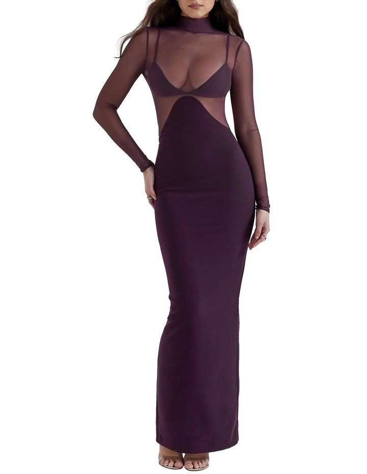 Safiya Maxi Dress in Black Grape