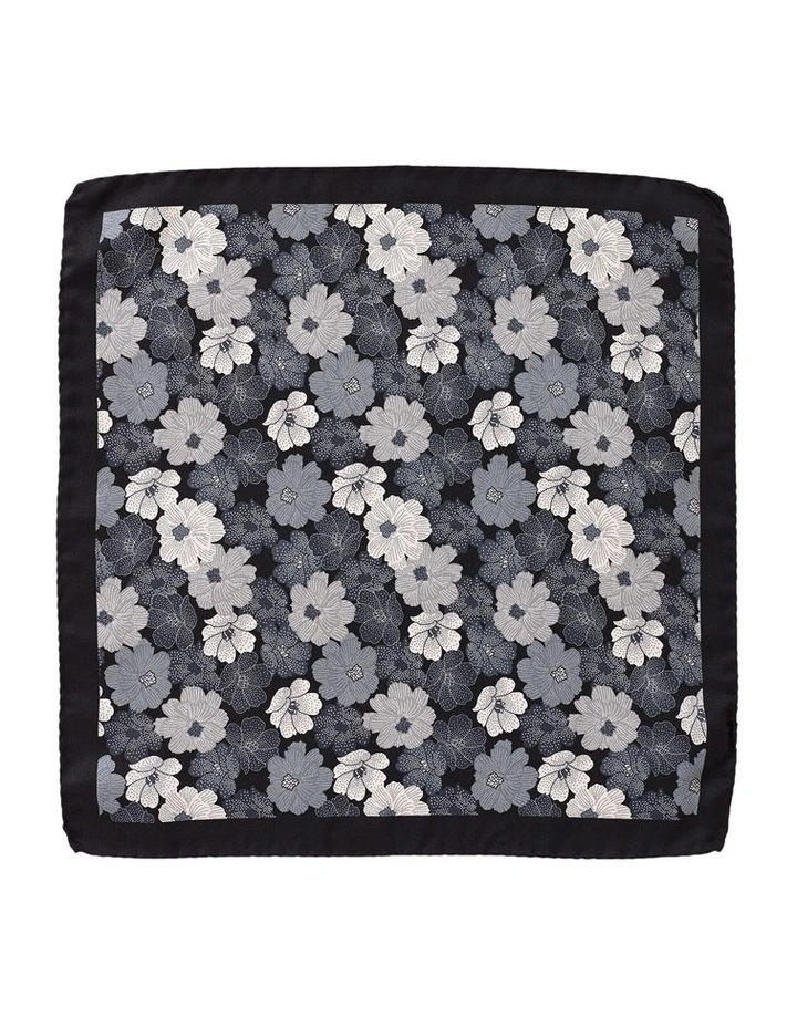 Anemone Silk Pocket Square in Black