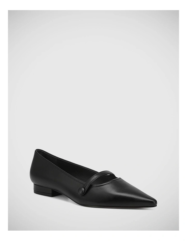 Milly Leather Flat in Black
