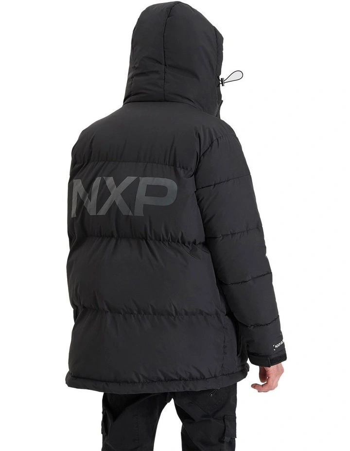 Tectonics Long Line Puffer Jacket in Jet Black