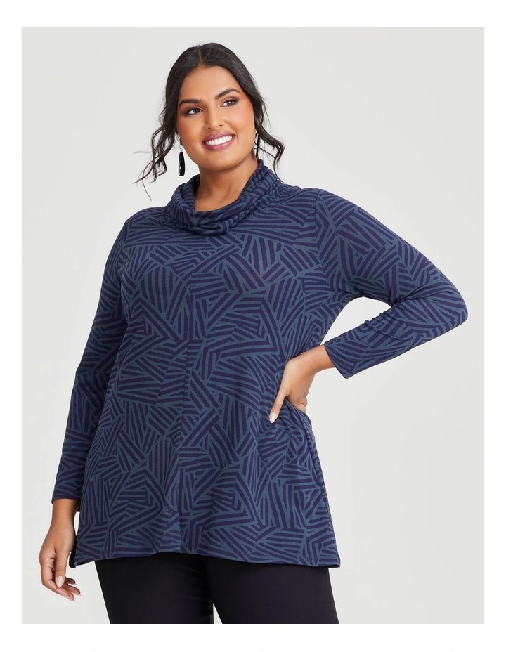 Natural Abstract Stripe Top in Print