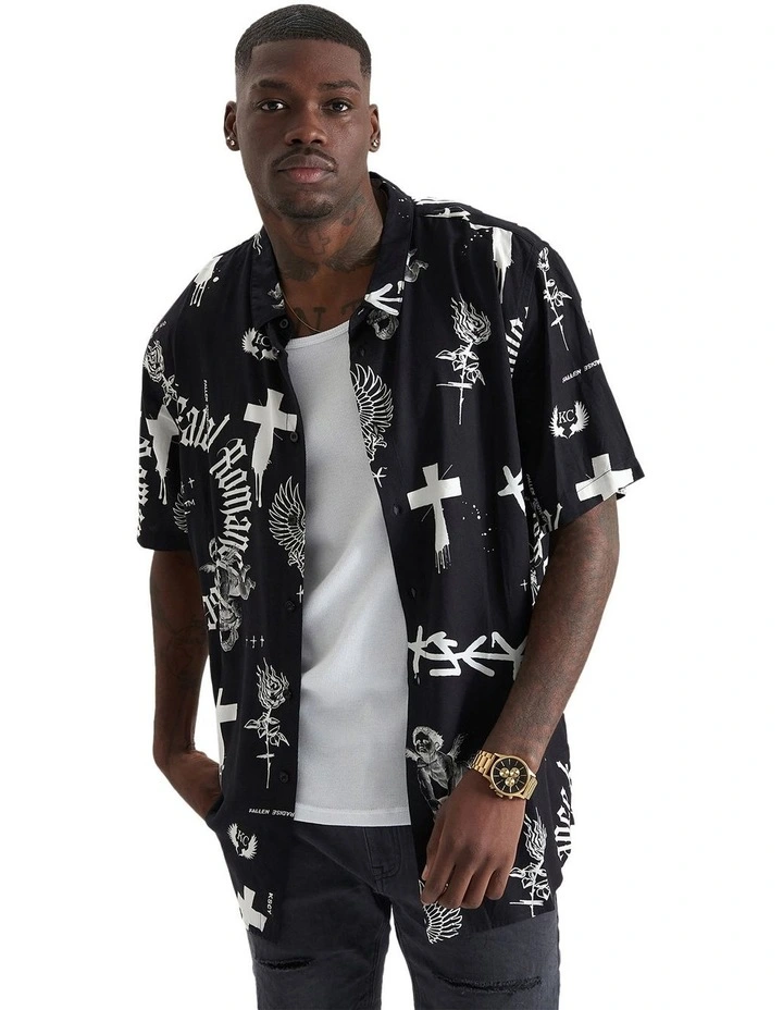 Augur Party Shirt in Black/White
