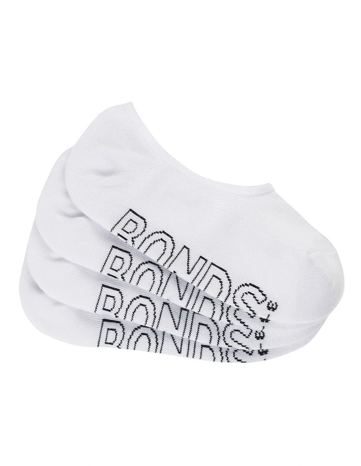 Aussie Cotton Logo Light Sneaker 4 Pair Invisible Socks in White
