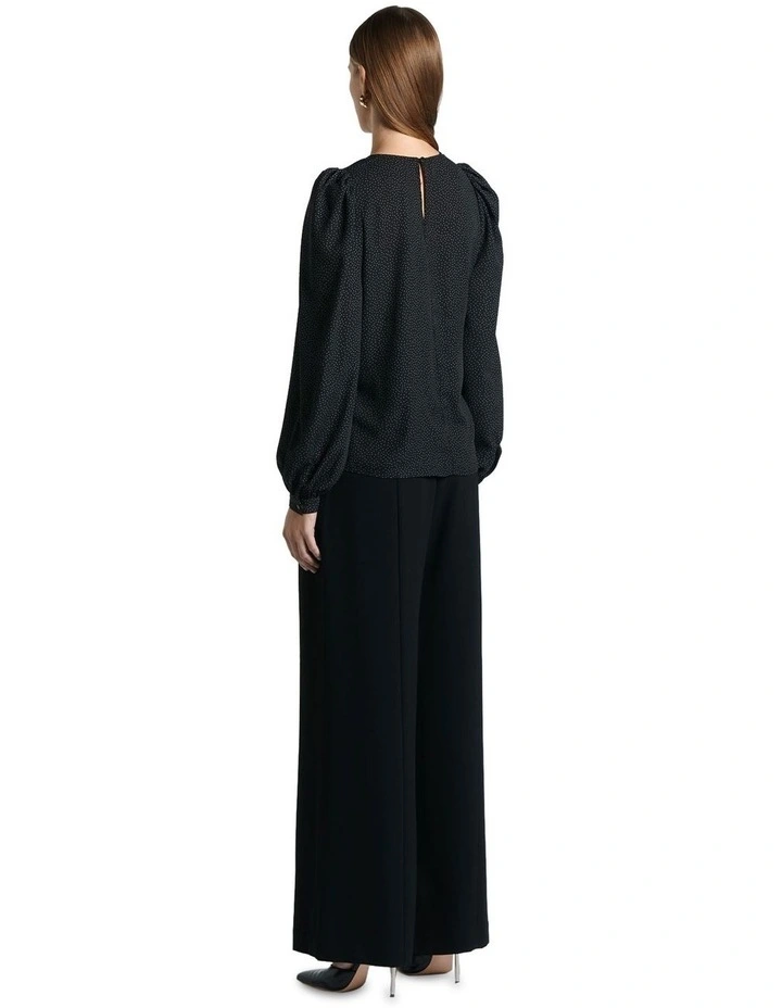 Pin Spot Georgette Blouse in Black