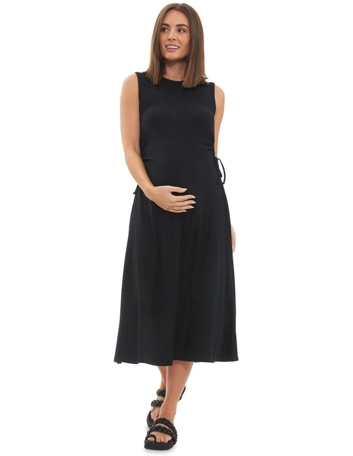Carol Rib A-line Dress in Black