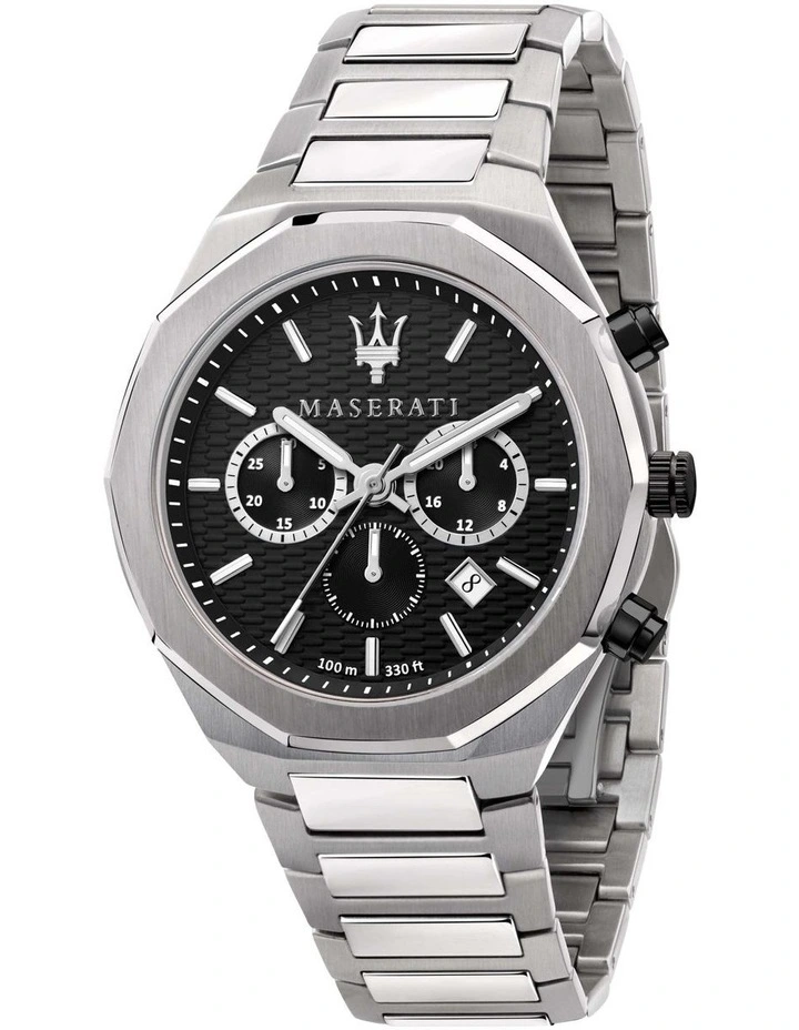 Stile Chrono Black Dial Bracelet Black Stainless Steel Chronograph Watch