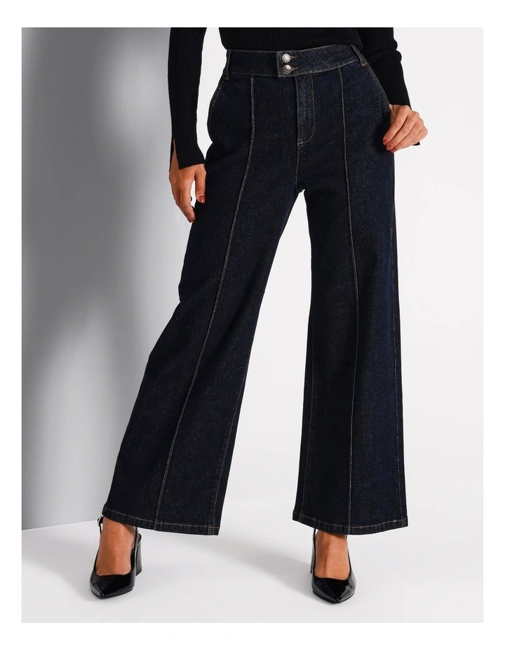 Recycled Cotton Blend Wide Leg Jeans in Indigo