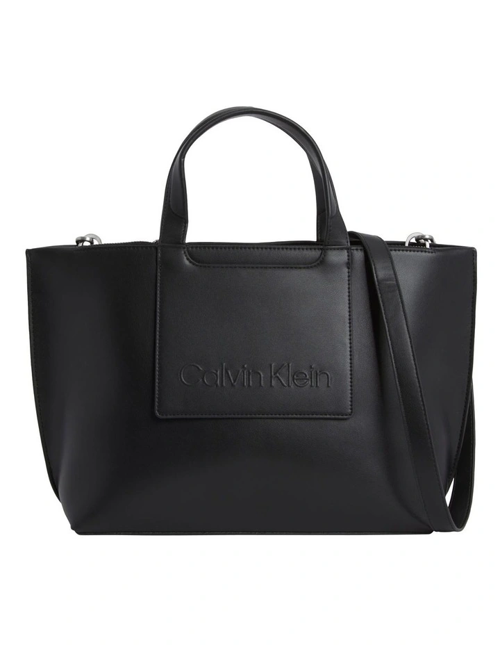Faux Leather Tote Bag in Black