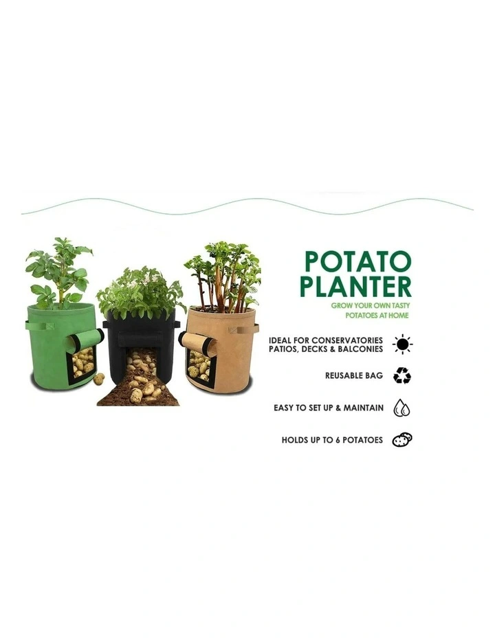 10 Gallon Plant Grow Bags with Window Flap 5 Packs in Green