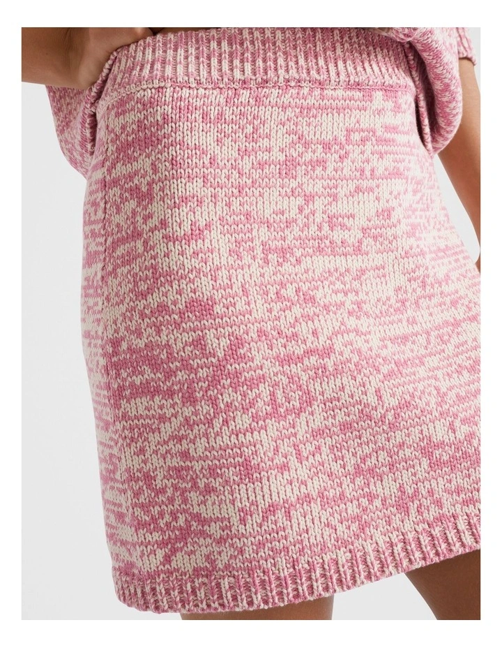 Cotton Twist Knit Mini Skirt in Rose Red