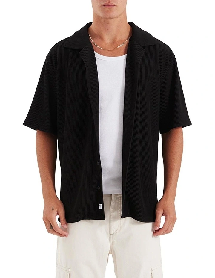 Baroque Cropped Resort Shirt in Black