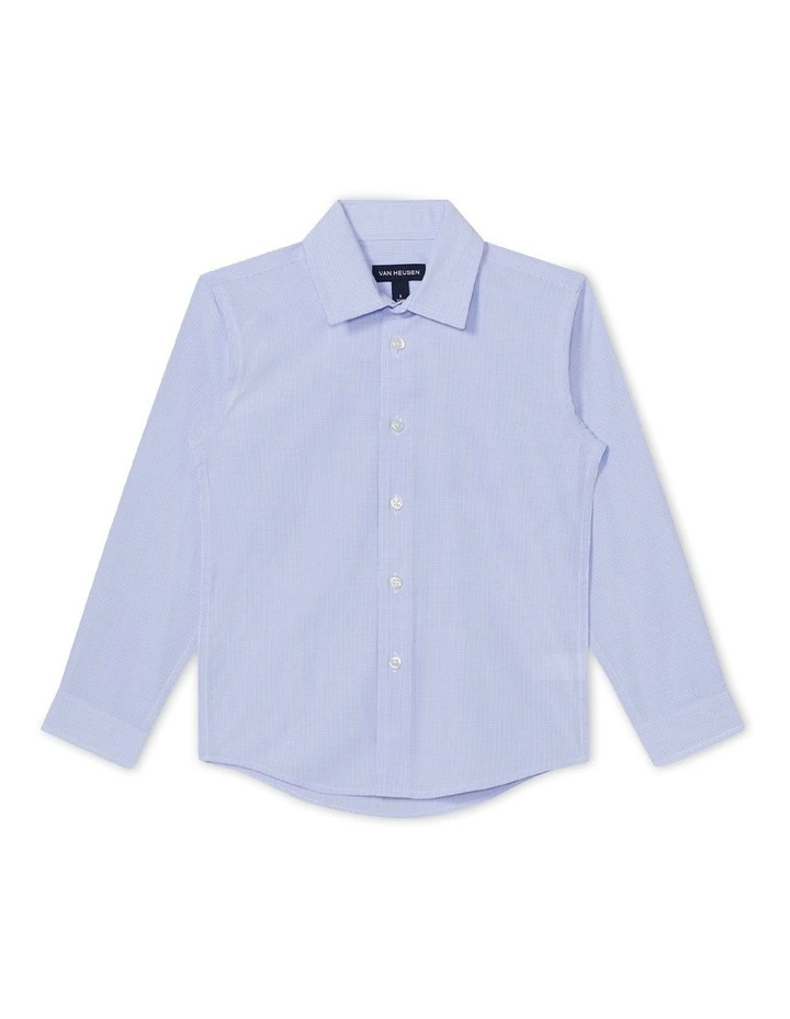 Youth Fit Dress Shirt Mini Check in Sky Blue