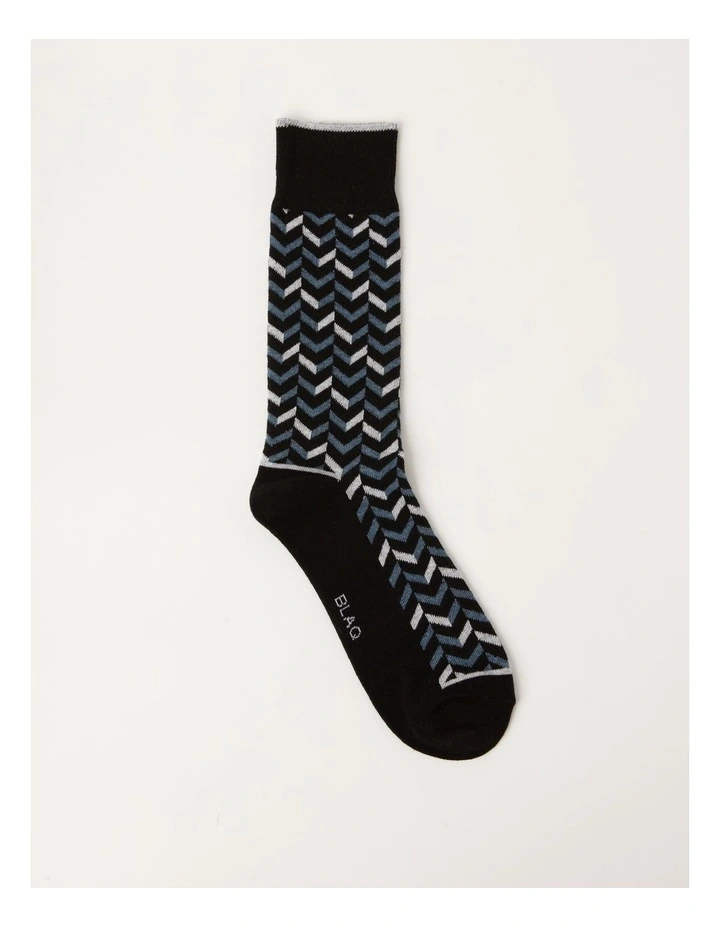 Zig Zag Geo Cotton Socks in Blue