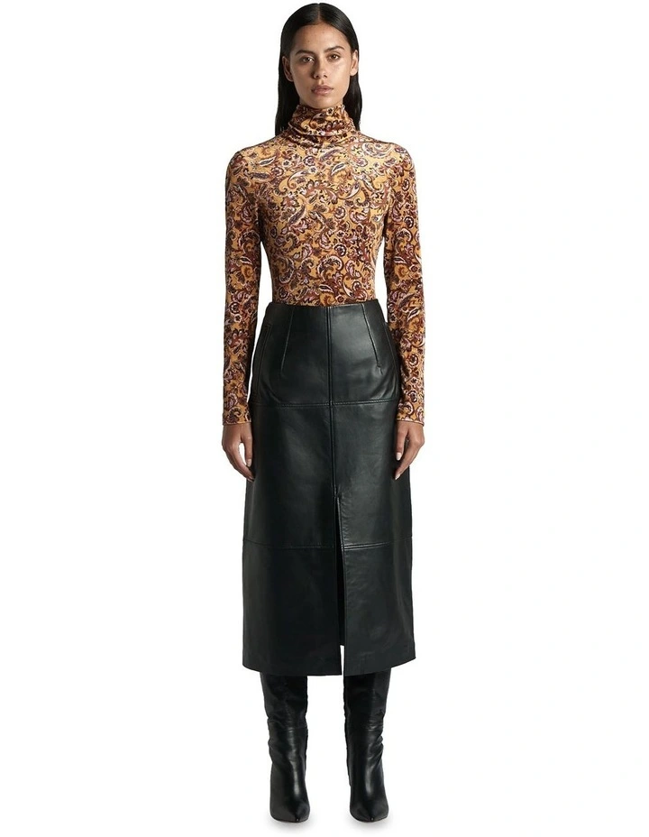 Paisley Velvet Long Sleeve Top in Saffron