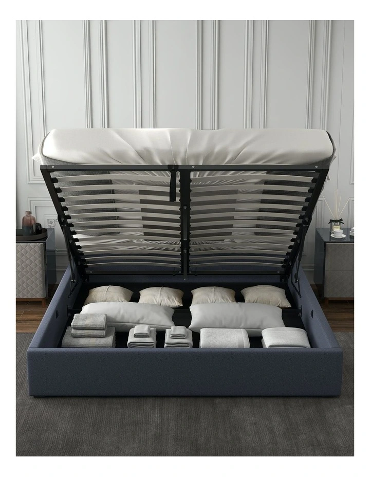 Milano Capri Luxury Gas Lift Storage Bed Frame With Headboard Charcoal