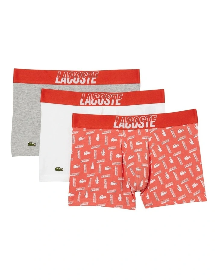 Sport Fusion Trunks 3 Pack in Melon/White/Grey Marl