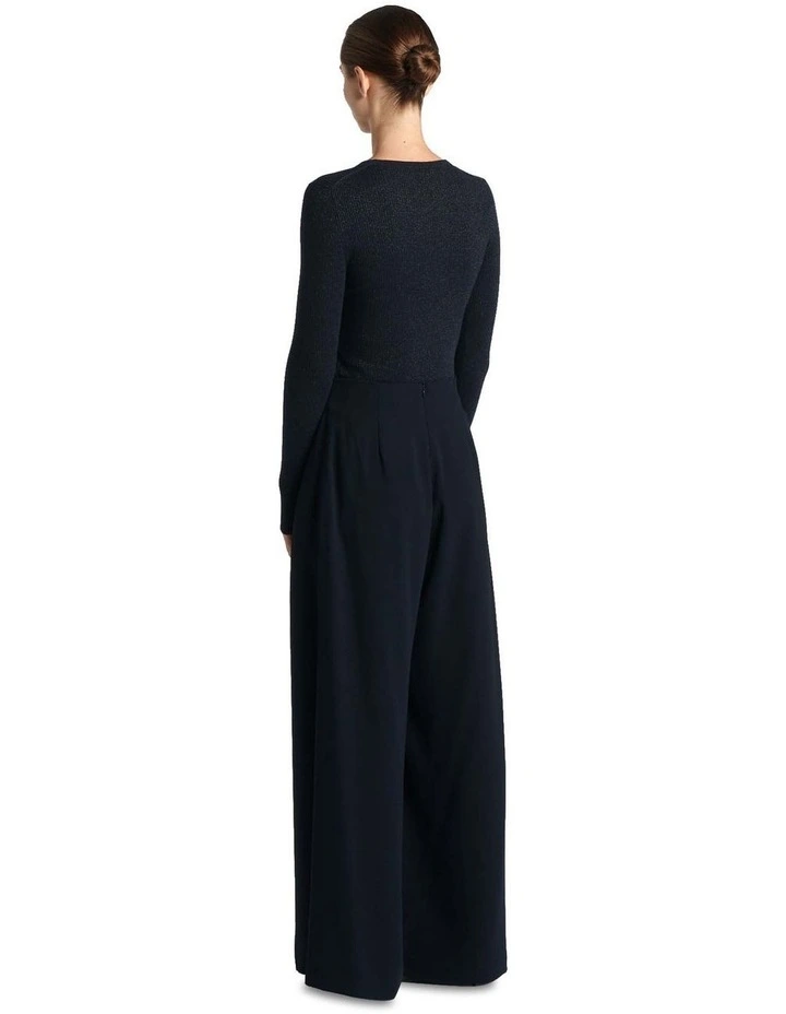 Soft Lurex Long Sleeve Rib Knit in Ink