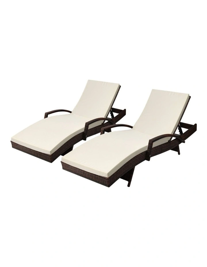 Outdoor Sun Lounge 2 Pack in Brown