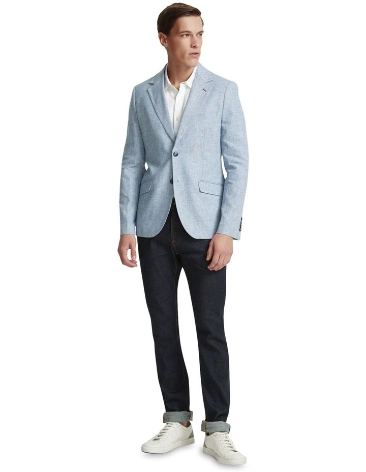 Blake Linen Blend Blazer in Blue