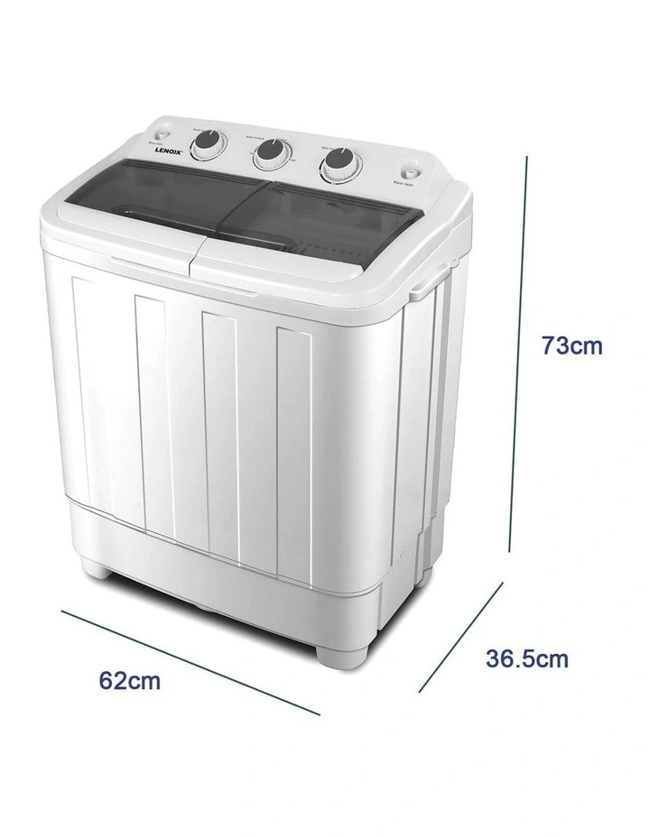 Portable Twin Tub Washing Machine with Rinse and Self-drain Function