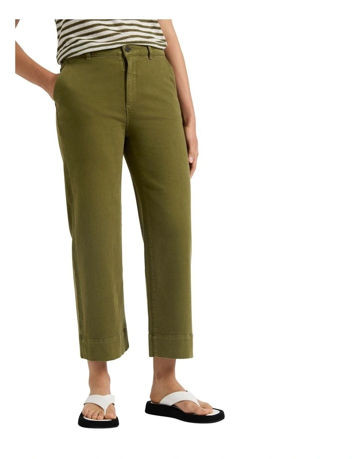 Paige Wide Leg Crop Jeans in Khaki