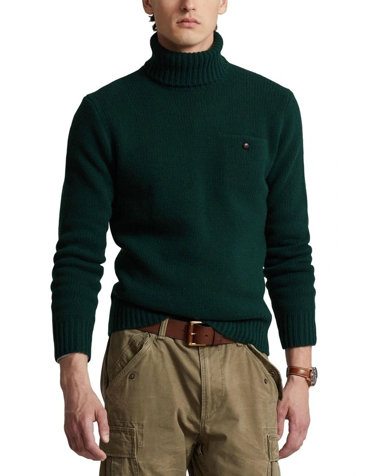 Wool-Cashmere Turtleneck Sweater in Green