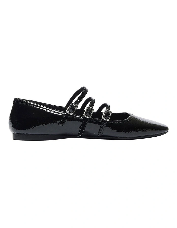 Millie Flat Shoes in Black Patent