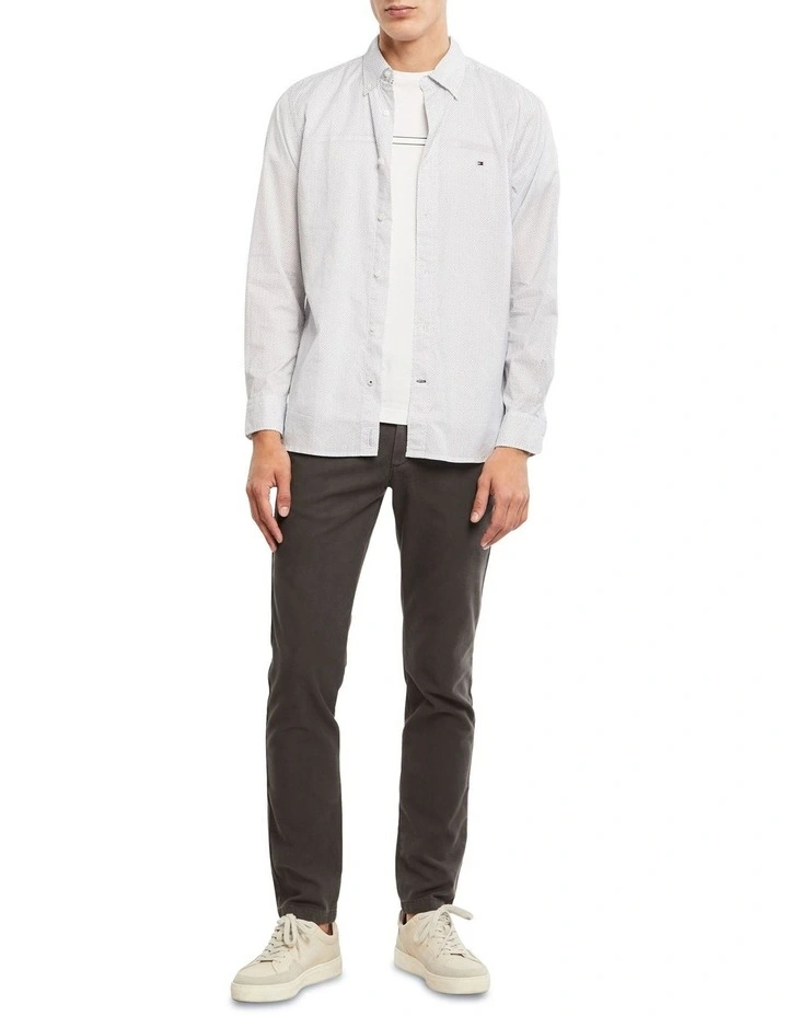 Core Flex Mini Geo Print Long Sleeve Shirt in White