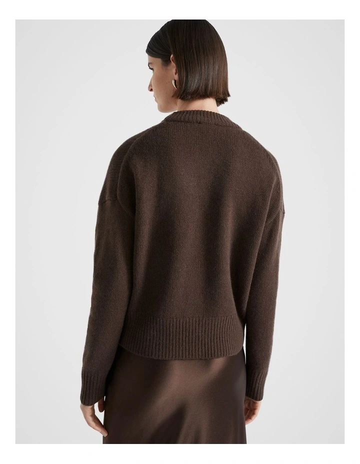 Merino Wool Pocket Cardigan in Dark Espresso