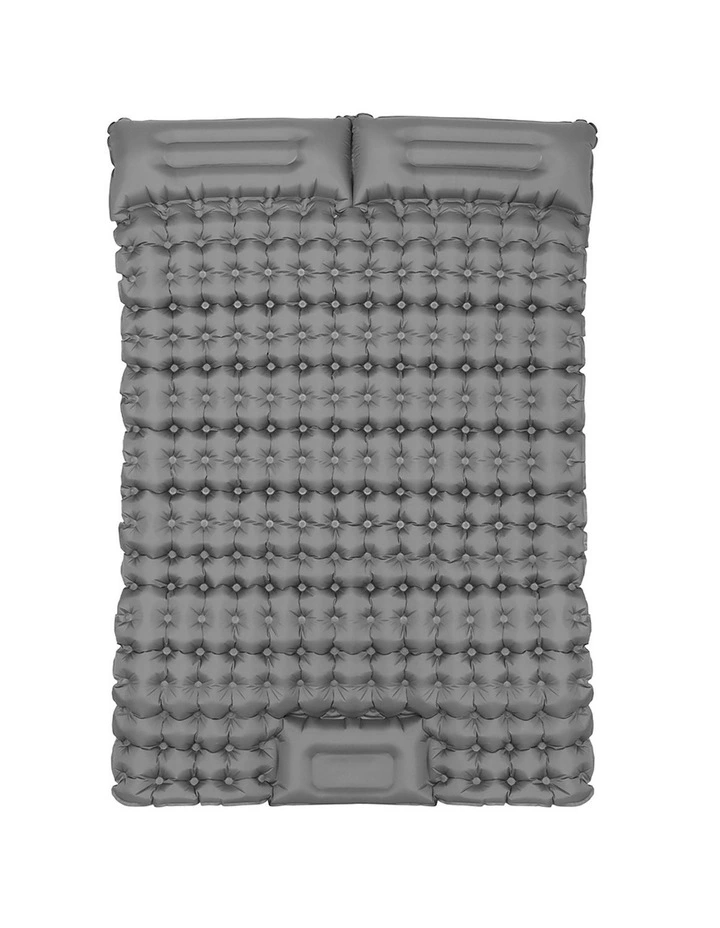 Self Inflating Mattress With Double Pillow Bag in Green/Blue