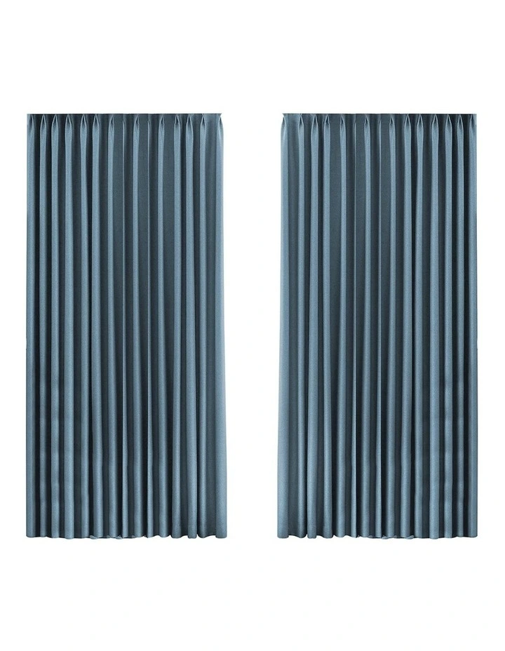 2XBlockout Chenille Blackout Draperies Curtains Eyelet Day 240x250 in Blue