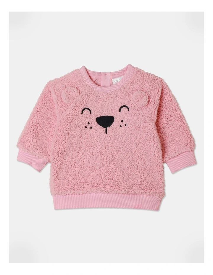 Essential Sherpa Sweat Top in Light Pink