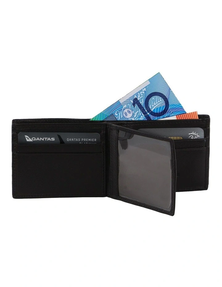 Rustic Leather Bi-Fold Slimline Wallet in Black
