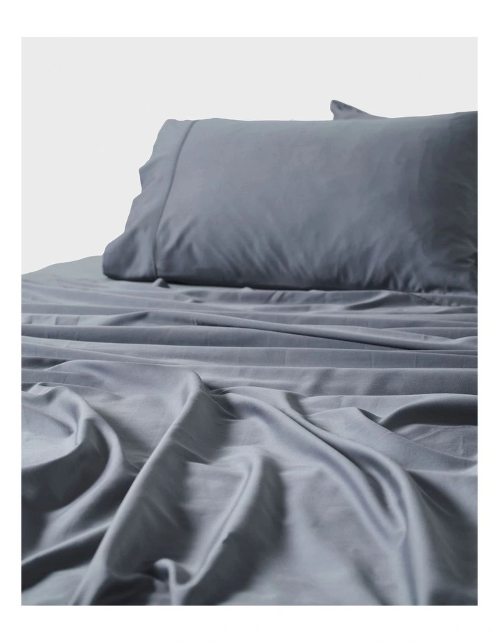 Nara Bamboo Cotton 400TC Sheet Set in Bluestone
