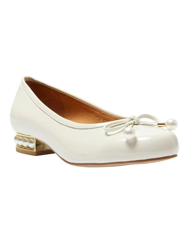 Leather Paris Ballet Flats in Ivory Patent