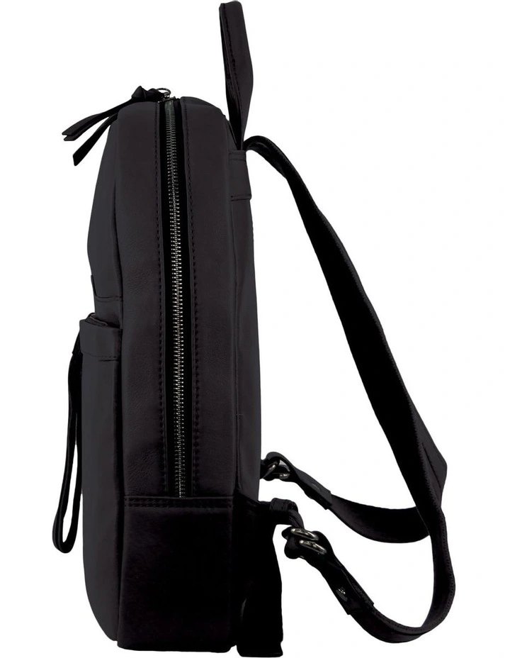 Leather Travel/Computer Backpack in Black