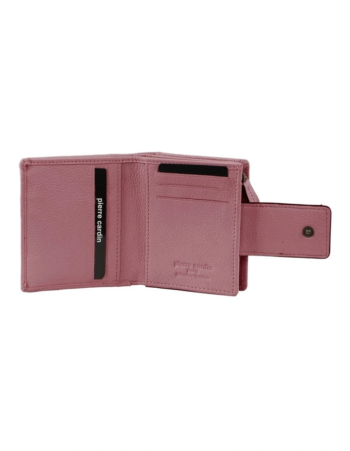 Leather Flip-Over Bi-Fold Wallet in Rose