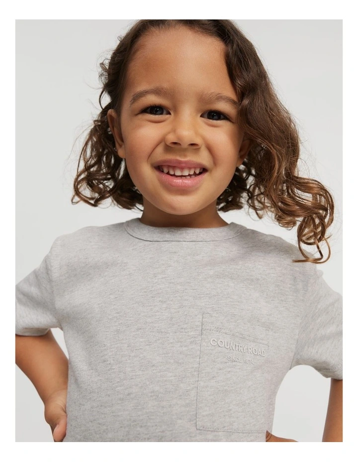 Organically Grown Cotton Pocket T-shirt in Light Grey Marle